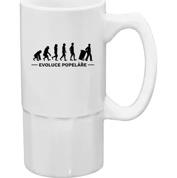 Sklenice Půllitr bílý vysoký Evoluce - popelář