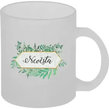 Hrnek 330 ml - skleněný matný Nevěsta zelené listy