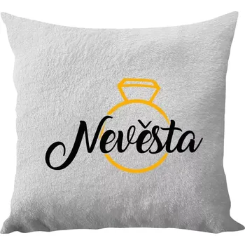 Polštář Polštář bílý 40x40 cm - dlouhý chlup Nevěsta - zlatý prsten