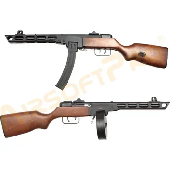 Airsoftová zbraň Snow Wolf Airsoftový samopal PPSh-41 EBB, celokov, ABS ,2x zásobník (SW-09A)