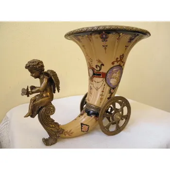 VELKÝ PORCELÁNOVÝ -NÁSTOLEC- MOSAZNÝ ANDĚL