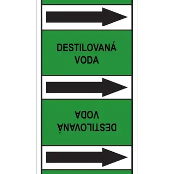 samolepka Značení potrubí, destilovaná voda, 220 ks, 100 × 150 mm
