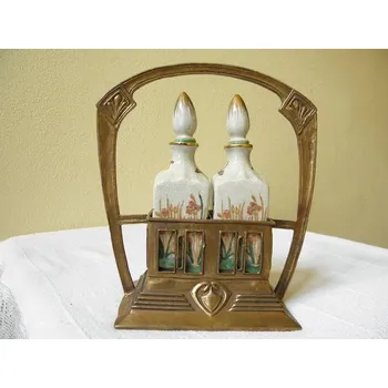 Kořenka Secesní porcelánové kořenky v mosazné montáži