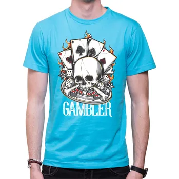 Pánské tričko Tričko - Gambler, Barva látky tyrkysová modrá, Střih Pánsky/UNISEX, Velikost M
