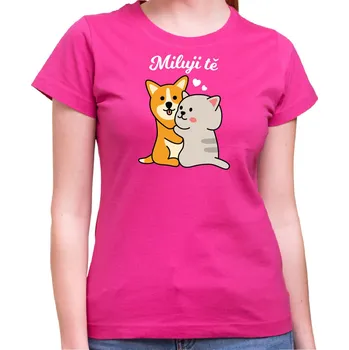 Tričko pro zamilované - Miluji Tě, Barva látky růžová , Střih Dámsky, Velikost XL