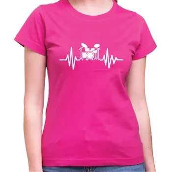 Tričko - EKG Bicí (pro bubenníky), Barva látky ružová, Střih Dámsky, Velikost S