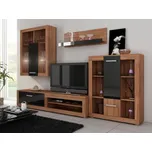 Obývací stěna MOLTENO, švestka wallis/černý lesk, 5 let záruka + vyzvednutí ZDARMA