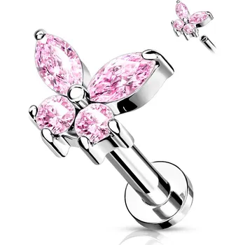 Piercing Šperky4U Labreta / helix / tragus piercing - motýlek - LB0023P-1206