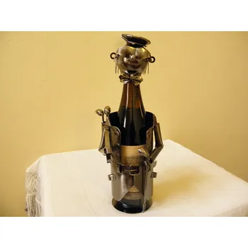 Stojan na víno KOVOVÝ OZDOBNÝ STOJAN NA VÍNO -GOLFISTA- RUČNÍ PRÁCE