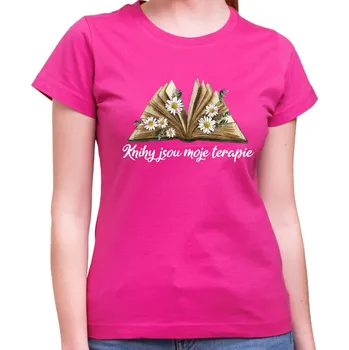 Tričko - Knihy jsou moje terapie, Barva látky ružová, Střih Pánsky / UNISEX, Velikost XXXL (Pouze UNISEX / pánský střih)