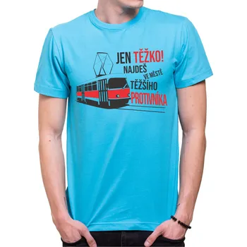 Tričko pro řidiče tramvaje - TĚŽKÝ PROTIVNÍK, Barva látky tyrkysová modrá, Střih Pánsky/UNISEX, Velikost XL