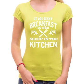 Dámske tričko - Breakfast in bed (raňajky do postele), Barva látky Limetková zelená (Pouze Dámsky střih!), Střih Dámsky, Velikost --VYBERTE VELIKOST--