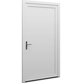 Vchodové dveře Plastové jednokřídlové hlavní vchodové dveře bílé plné Otvírání: Pravé, Šířka v cm: 85, Výška v cm: 200