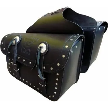 Zavazadlo na motocykl Sedlové kožené brašny na motorku Diablo-Moto 2 x 14L nýtované, pár (Kožené moto-brašny na chopper)