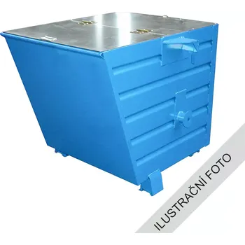 Popelnice Výklopný kontejner TRV s víkem, modrá, nosnost 2000 kg, 2000 l