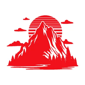 Samolepící dekorace SAMOLEPKA Krajina hory 037 pravá západ slunce (10 - červená) NA AUTO, NÁLEPKA, FÓLIE, POLEP, TUNING, VLASTNÍ TEXT, TISK, AUTOSAMOLEPKY.cz, POLEPY, OBRÁZEK, LOGO, SAMOLEPKY