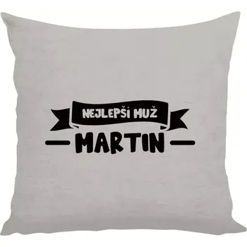 Polštář Polštář lněný 40x40 cm Nejlepší muž se jménem
