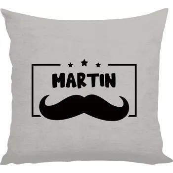 Polštář Polštář lněný 40x40 cm Knírek se jménem