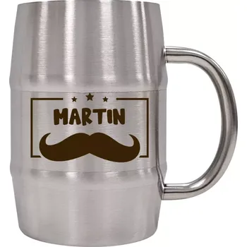 Sklenice Nerezový chladicí půllitr Knírek se jménem