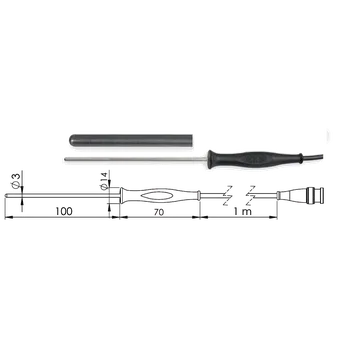 GREISINGER GF 1T-T3-AA-BNC Ruční ponorný snímač teploty Pt1000 (2-vodič) se silikonovou rukojetí, konektor BNC