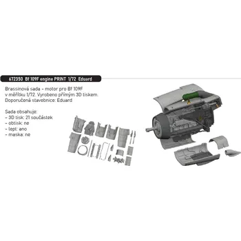 Plastikový model Eduard 1/72 Bf 109F engine PRINT (EDUARD)