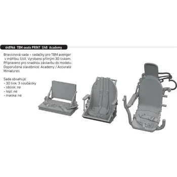 Plastikový model Eduard 1/48 TBM seats PRINT (ACADEMY)