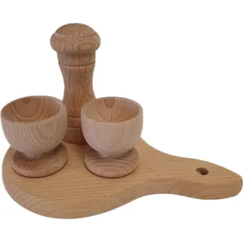 Dřevěná snídaňová sada na prkénku,12,5 x 7 x 20 cm