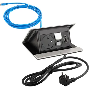 Elektrická zásuvka LEGRAND PopUp, 1x 230V, 1x RJ45, 1x HDMI, elektrická zásuvka, 492635 broušený hliník + sleva 5% po přihlášení