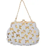 Bílá chlupatá dívčí kabelka se zlatými motýlky - 15*10 cm