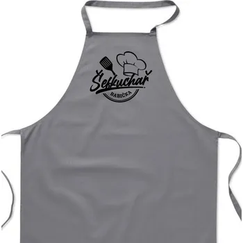 Kuchyňská zástěra Zástěra šedá Šéfkuchař babička