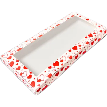 Krabička na výslužku Jednodílná krabička bílá srdíčková 28x12x2 cm