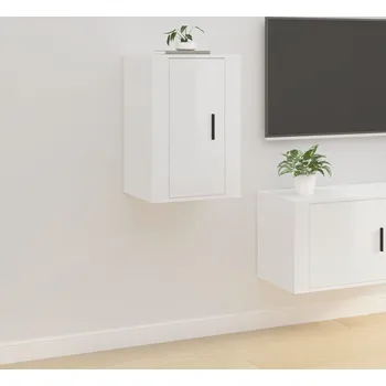 Obývací stěna vidaXL Nástěnná TV skříňka 40 x 34,5 x 60 cm [816662] Barva: bílá s vysokým leskem