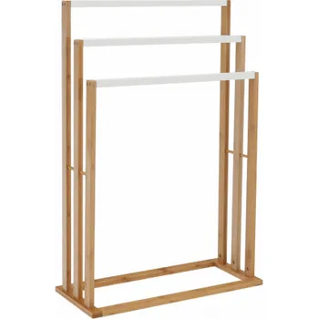 Držák na ručník Stojan na ručníky KOMO NEW. Bambus/bílá