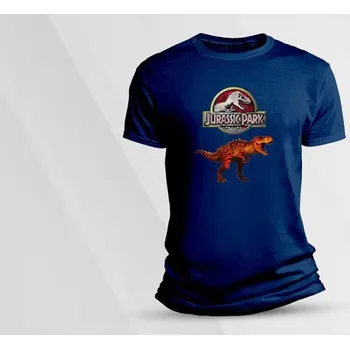 Chlapecké tričko Bavlněné dětské tričko Jurassic park 1 velikost 116 Námořnická modrá