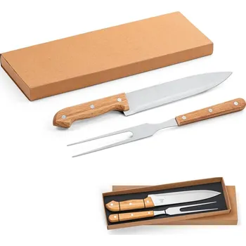 Příslušenství pro gril SALSA. Dvoudílná grilovací sada z nerezové oceli a bambusu bez potisku bez potisku 1 bez potisku