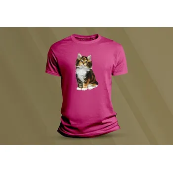 Dětské bavlněné tričko Kočička 4. velikost 140 Fuchsia