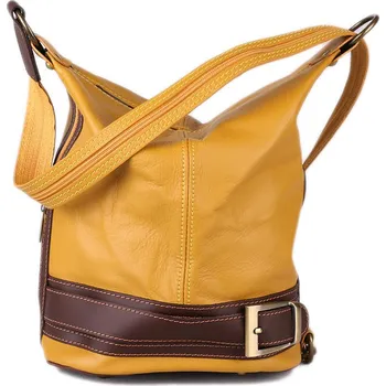 Kabelka ITALSKÉ Dámské kvalitní kabelky hořčicová s hnědou Alena