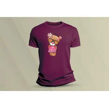 Dětské bavlněné tričko Medvídek Teddy 5. velikost 152 (12-13 let) Vínová