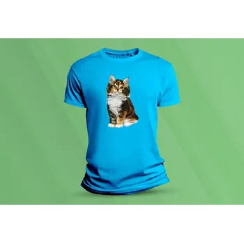 Dětské bavlněné tričko Kočička 4. velikost 104 (3-4 roky) Azurová