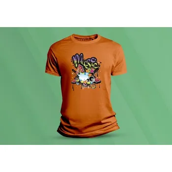 Chlapecké tričko Dětské bavlněné tričko Music 3. velikost 152 (12-13 let) Oranžová