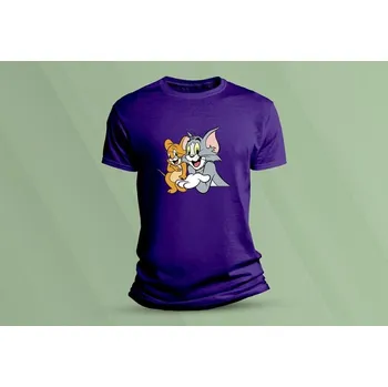 Chlapecké tričko Dětské bavlněné tričko Tom a Jerry 4. velikost 128 (7-8 let) Purpurová