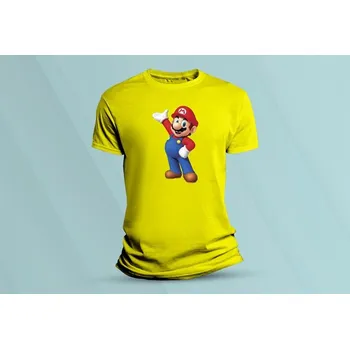 Dětské bavlněné tričko Super Mario 5. Žlutá velikost 152 (12-13 let)