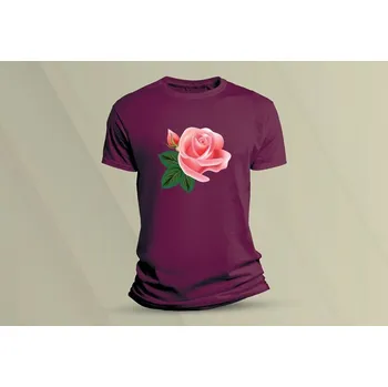 Dětské bavlněné tričko Růže 2. velikost 128 (7-8 let) Vínová