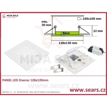 LED panel SN6 LED DENNÍ panel 6W čtverec 120x120mm - LED panel 6W do podhledu, 230V, 4500K