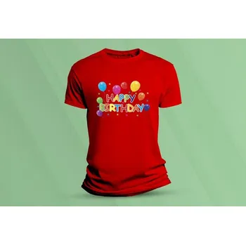 Dětské bavlněné tričko Happy Birthday. Červená velikost 104 (3-4 roky)