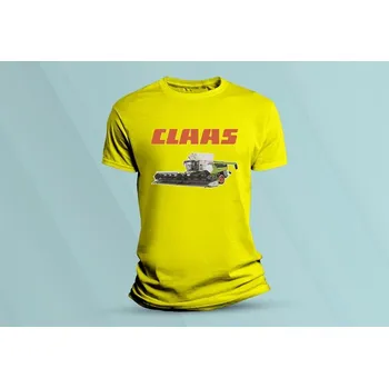 Chlapecké oblečení Dětské bavlněné tričko Kombajn Claas. Žlutá velikost 104 (3-4 roky)