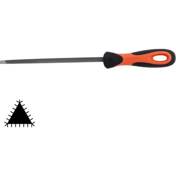 ostřící pilník na pily trojhranný úzký + rukojeť, 100mm, Sek 2