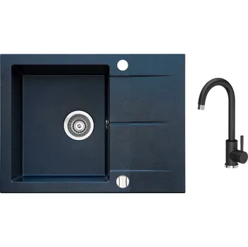 Granitový dřez iceBerg San dřezy s baterií černá/černá ZZB1411ABM