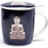 Porcelánový hrnek Buddha se sítkem a pokličkou 400 ml modrý