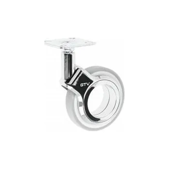 GTV Nábytkové kolečko GIRA, V=107 mm, prům75 mm, bez brzdy, plast + ocel, chrom + šedá matná